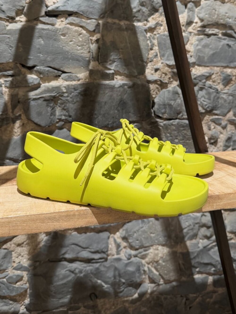 Bottega Veneta Kiwi Green Lace-up Jelly Sandals